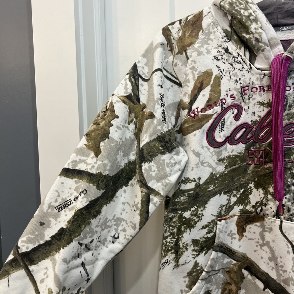 Cabelas Women's Snow Camo Zonz Woodlands Winter Pullover Hoodie Hunt Size‎ Small - Picture 4 of 8